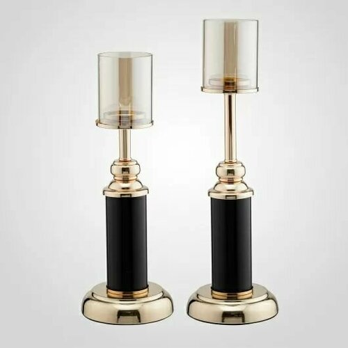 Подсвечники набор из 2х металлических подсвечников с черным корпусом декор для дома офиса и интерьера 10099₽