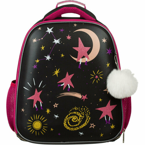 Ранец Комус Класс Basic Звездное небо , черный, 2 отд, эргоном спинка, 1881058