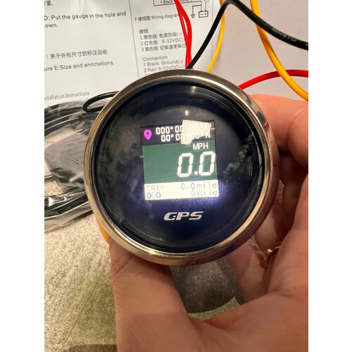 Электронный GPS спидометр для авто, лодки, катера, яхты черный хром обводка 52 мм