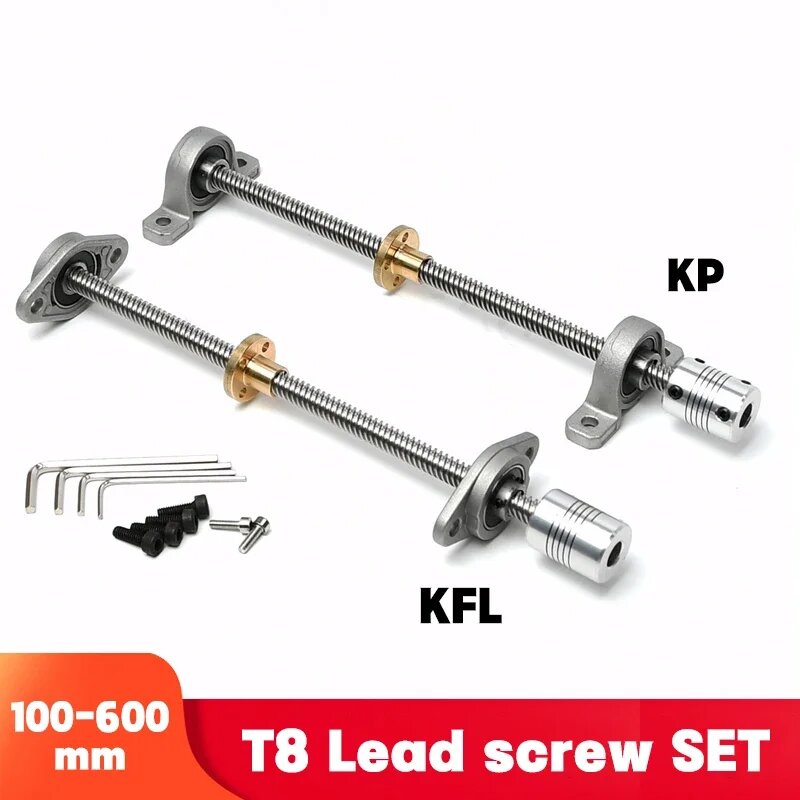 Комплект шагового винта T8 для 3D-принтера и ЧПУ, Lead 2mm KP Set, 400mm