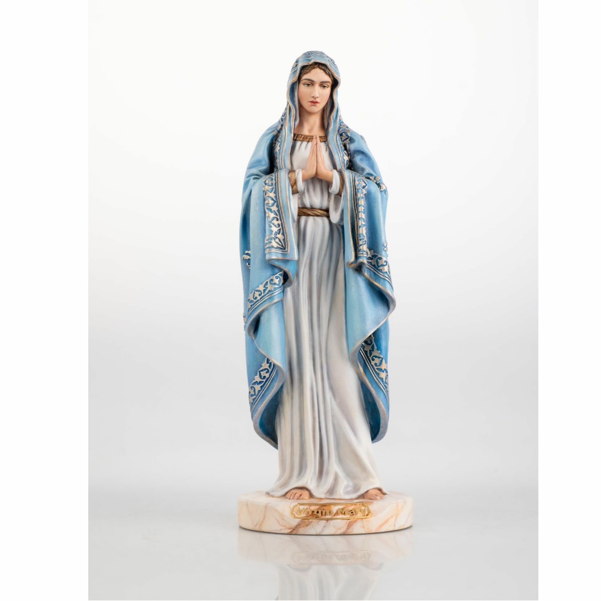 Статуэтка Дева Мария с младенцем, 24см, литьевой мрамор, ручная роспись — фото 1