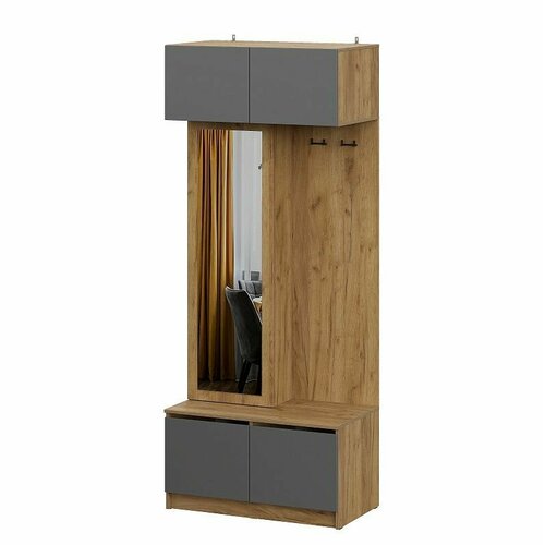 Прихожая 90 см (900*2200*500) Дуб крафт/графит серый