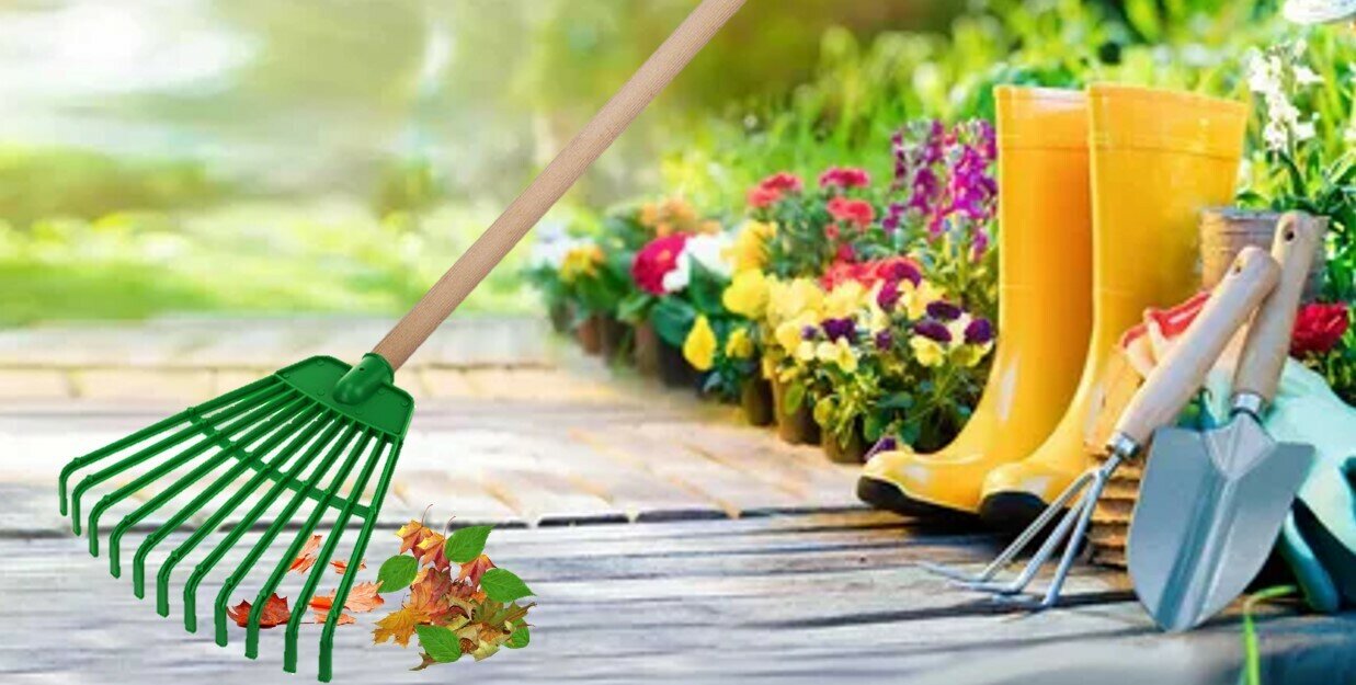 Грабли садовые Буревестник, веерные, пластиковые (11 зубьев) — фото 1