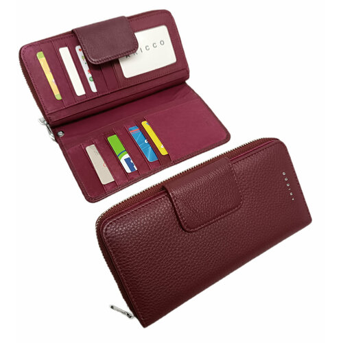 Кошелек Alfa Ricco, фактура матовая, зернистая, бордовый