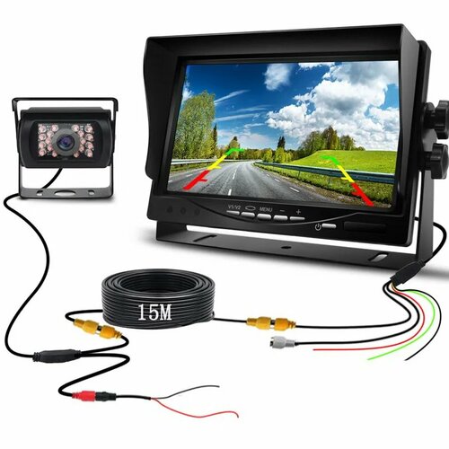 Камера видеонаблюдения для грузовика 7-дюймовый цифровой ЖК-монитор высокой четкости идеально подходит для DVD-проигрывателей автофургонов автобусов Камера заднего вида водонепроницаемая для парковки задним ходом 24 В Display camera 5722₽