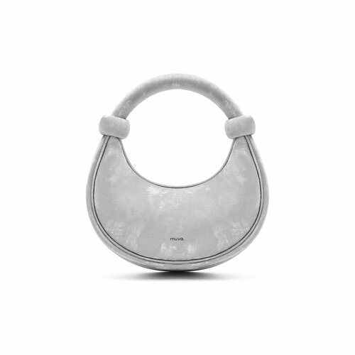 Сумка хобо muva, фактура бархатистая, серебристый
