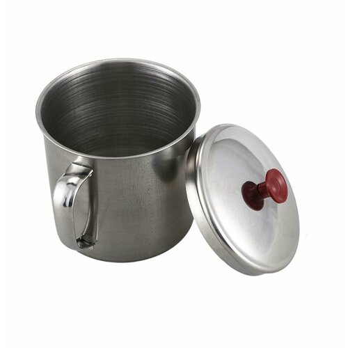 Кружка, 1л, с крышкой, (12см), нержавеющая сталь, походная, серебристая
