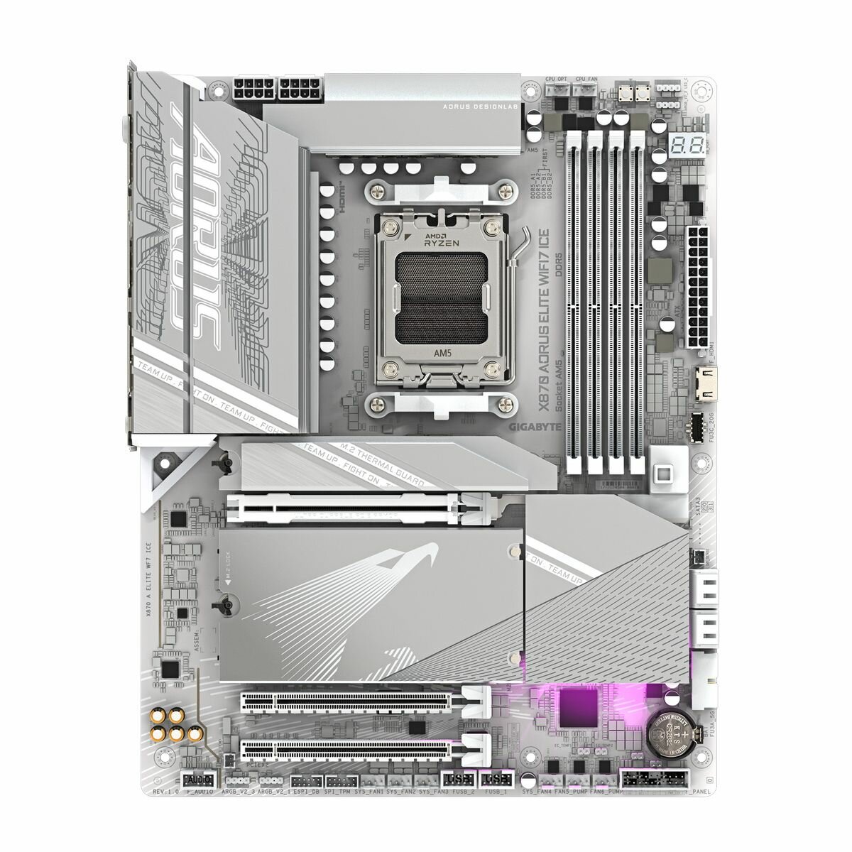 Материнская плата Gigabyte X870 AORUS ELITE WF7 ICE, AM5, AMD X870, ATX, RTL (X870 AORUS ELITE WIFI7 ICE) — фото 1