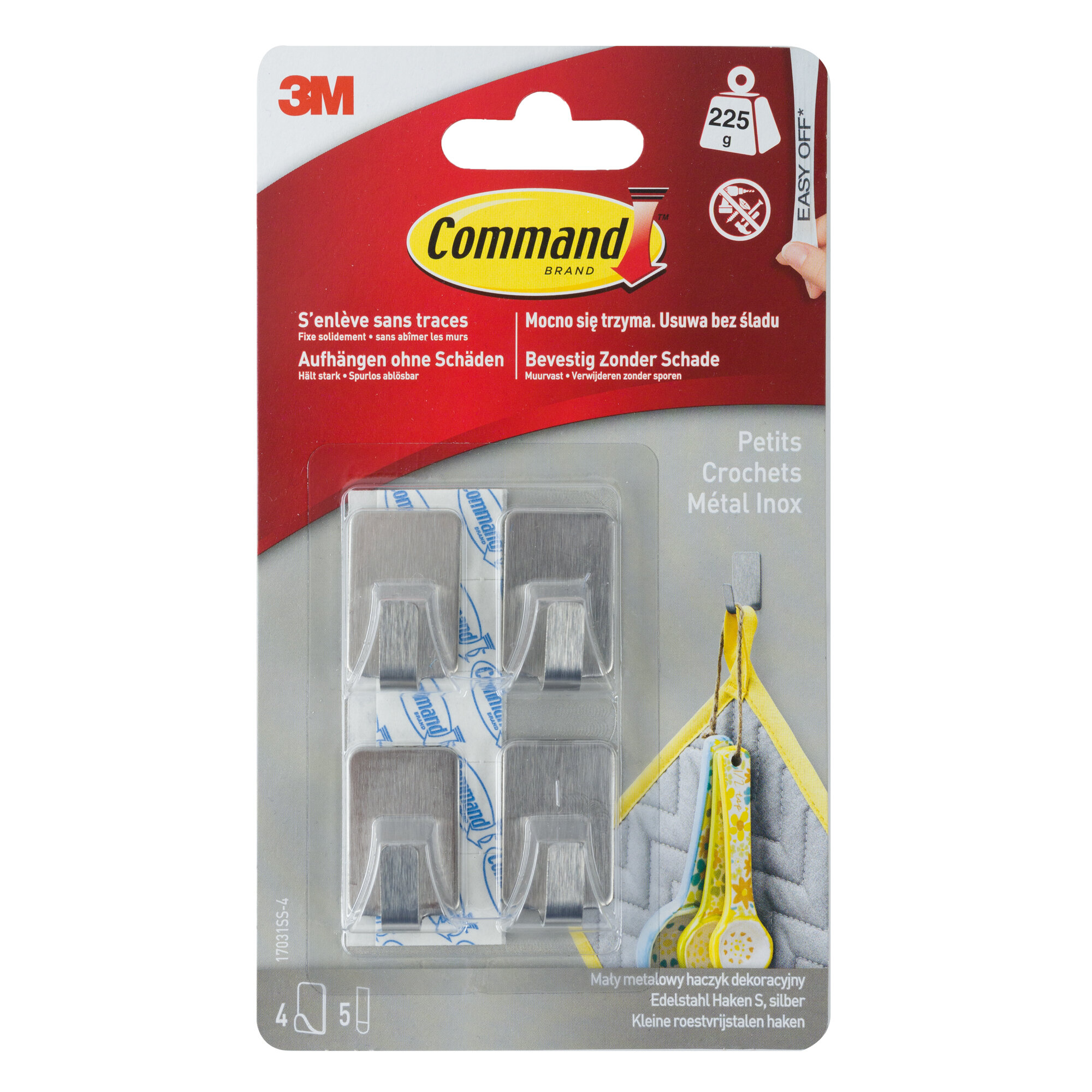 Крючок металический декоративный малый 4 шт Command 17031SS-4