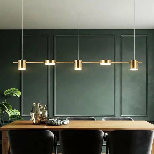 Люстра Maracon на тросах в стиле Loft, над барной стойкой, над столом, для кухни, для гостиной. Золотая