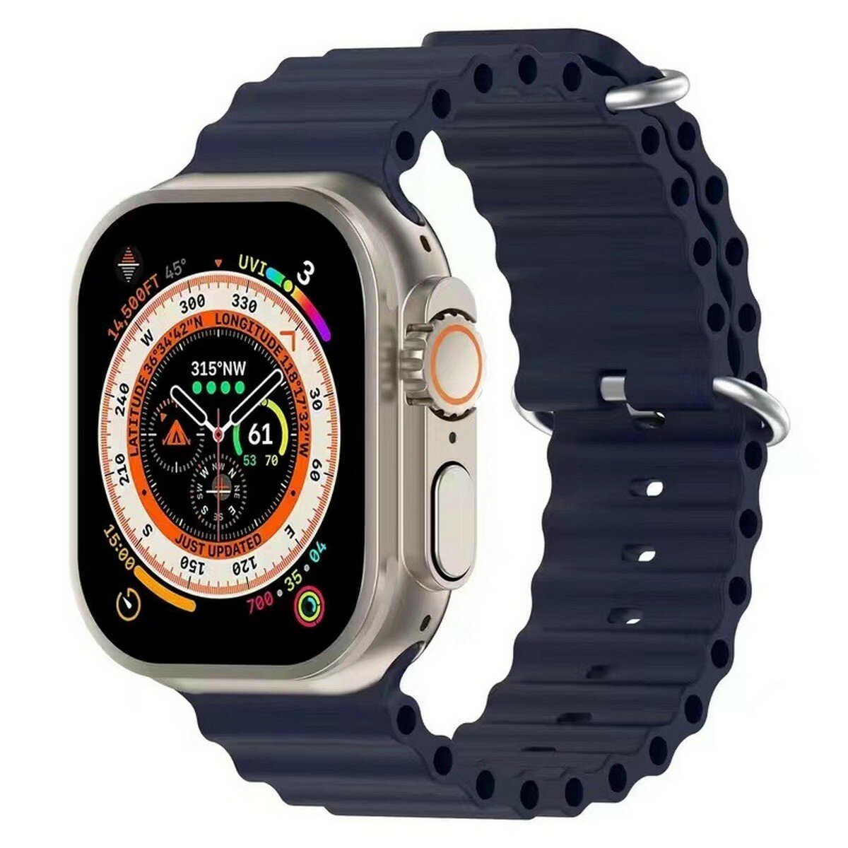 Ремешок силиконовый Ocean Band для Apple Watch Series 1-10 и Ultra 42/44/45/49 мм, Smart Watch 8,9,10 серии, синий