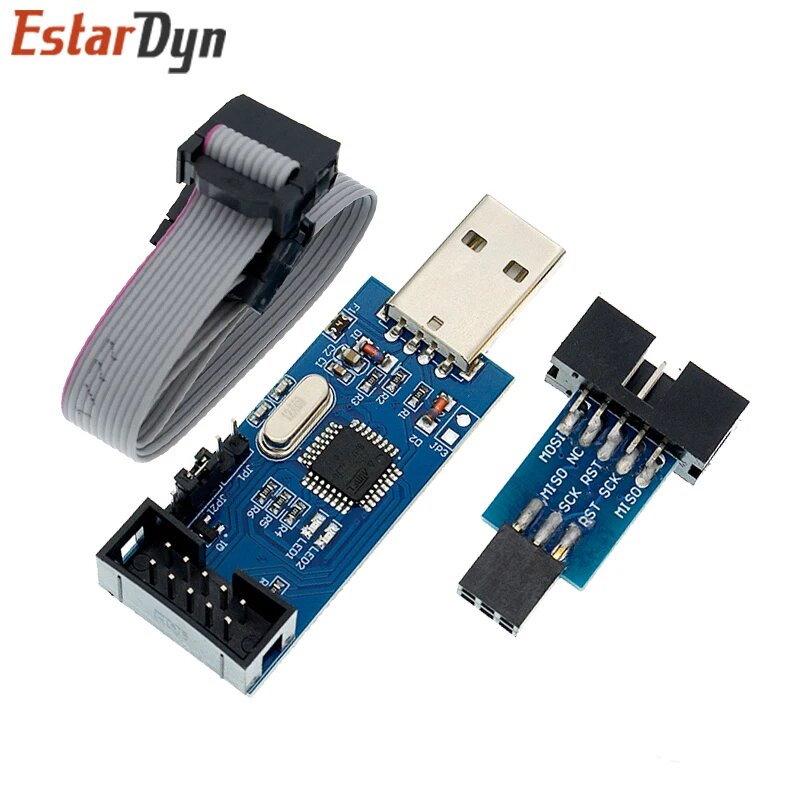 Программатор USBASP USBISP AVR USBISP ATMEGA8 ATMEGA128 с поддержкой Win7 64K 10-контактная до 6-контактного адаптера, 1set — фото 1