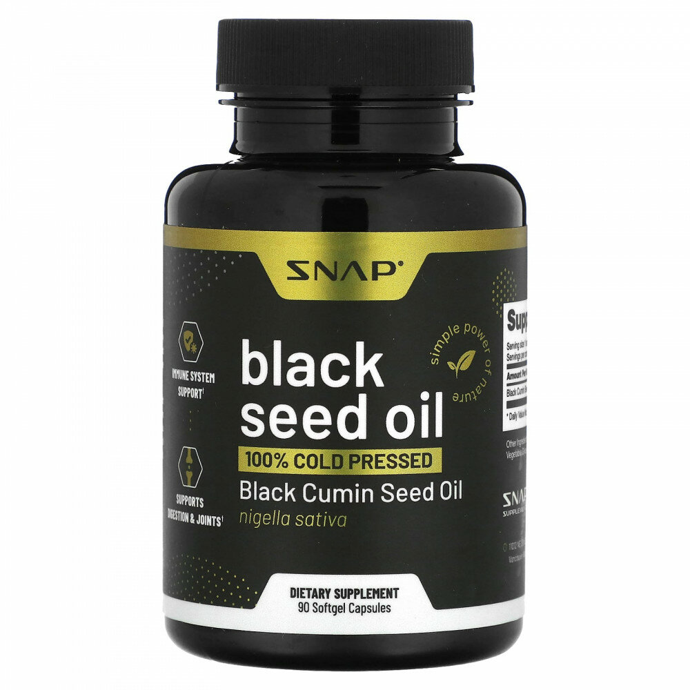 Snap Supplements, Масло черного тмина, 500 мг, 90 мягких капсул