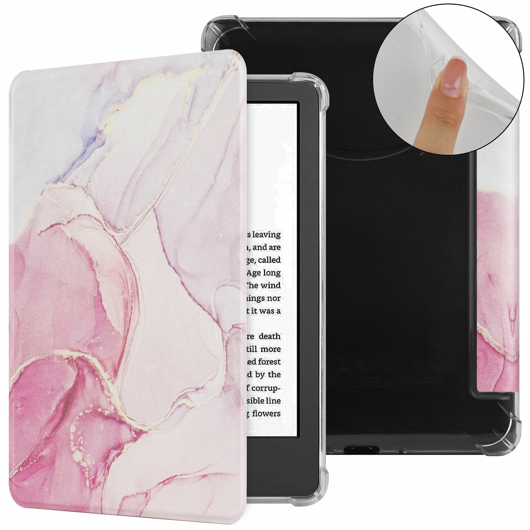 Чехол-книжка CLEAR TPU для Amazon Kindle Paperwhite 12 Gen (7", 2024) Marble Pink