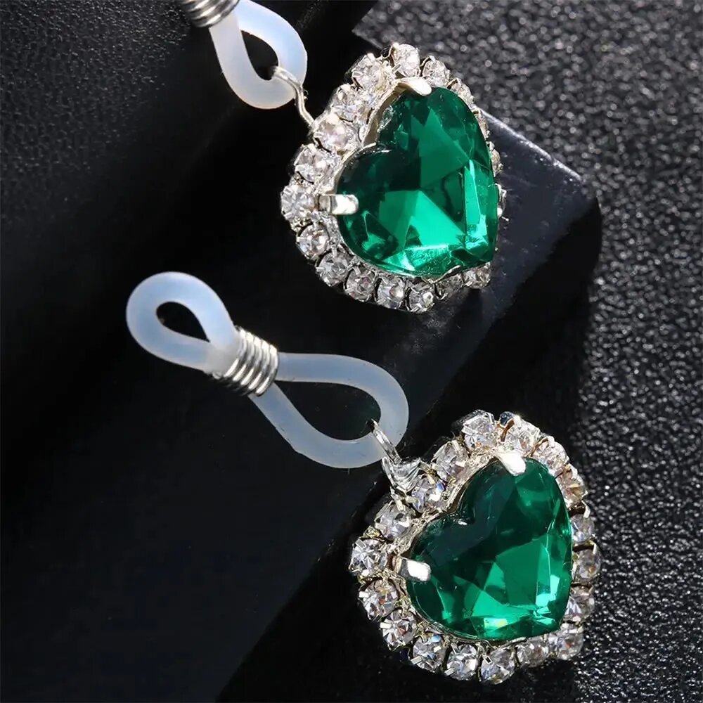Серьги-клипсы с хрустальным сердцем, серебристые