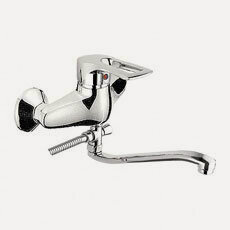 Изображение товара Смеситель для ванны и душа, хром, латунь, картридж 40мм с длинным изливом 300мм Ledeme L2125 (кнопочный дивертор)