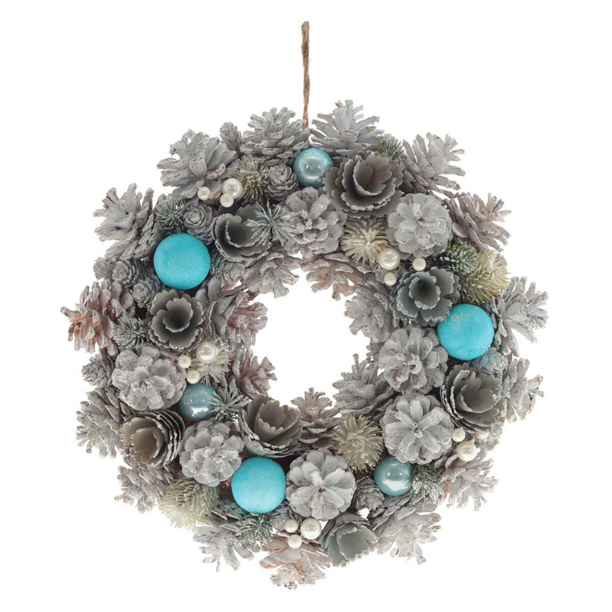 776504 Изделие декоративное Венок 34 см 35 см Голубой Серый