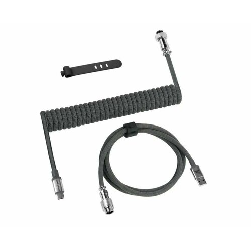 Кастомный Кабель Авитор Attack Shark - провод спиральный разъём GX16 Aviator для игровой клавиатуры type-c, Серый