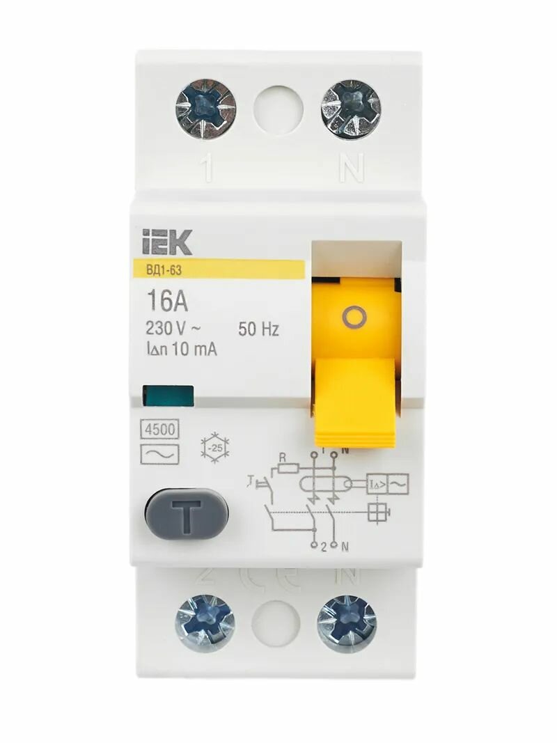 УЗО 2Р 16А 30мА 4,5кА AC ВД1-63 IEK — фото 1