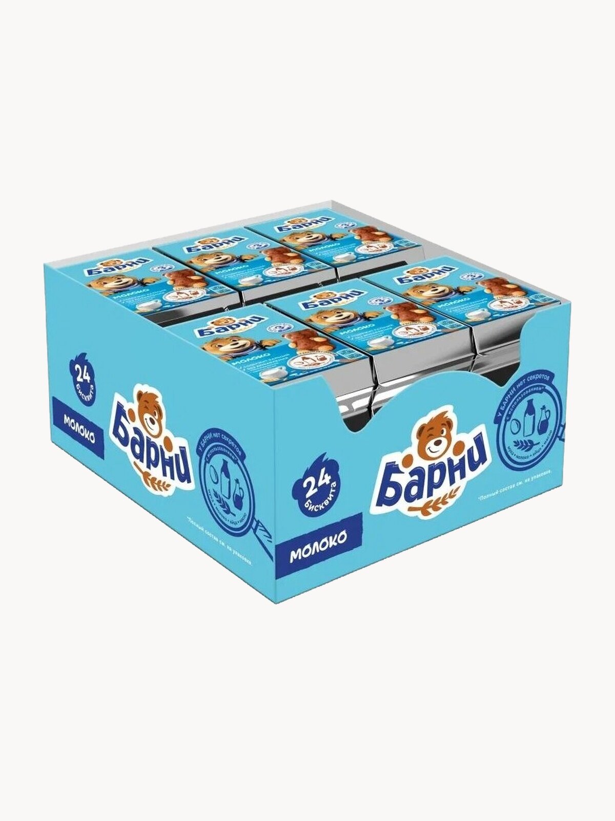 Пирожное бисквитное с молочной начинкой «Медвежонок Барни» 30 г х 24шт