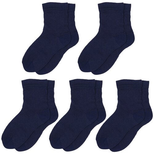 Комплект из 5 пар детских носков LORENZLine из 100% хлопка темно-синие, размер 10-12