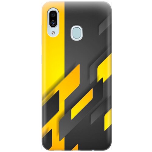 фото Силиконовый чехол на samsung galaxy a40 / самсунг а40 с принтом "черно-желтая абстракция" gosso