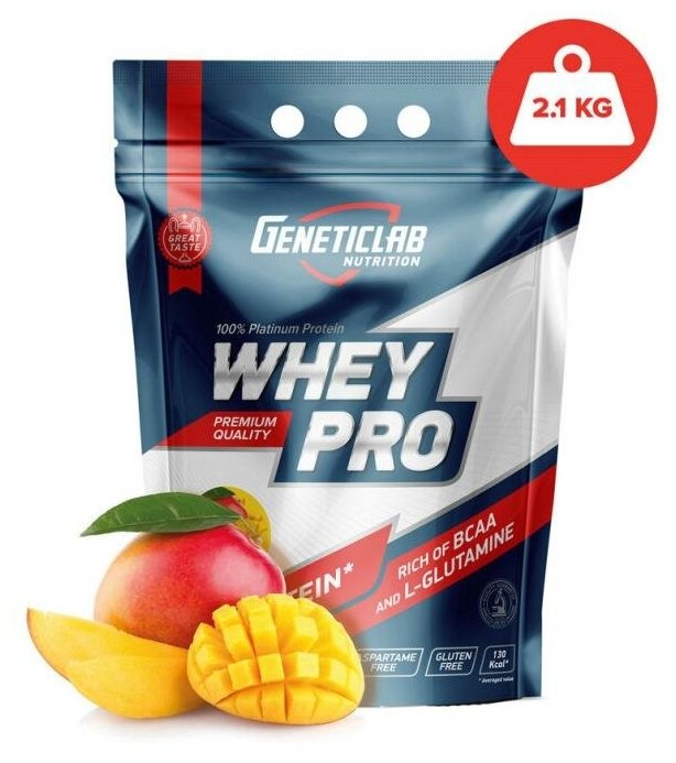 Сывороточный протеин GeneticLab Nutrition, Whey Pro, 2100 грамм, Россия, Манго