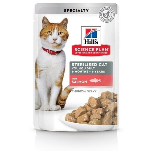 hill s science plan cat chicken pouch box 12 85g Консервы HILL's FEL 85г корм для стерилизованных кошек С лососем 1942 паучи (Упаковка 12шт)