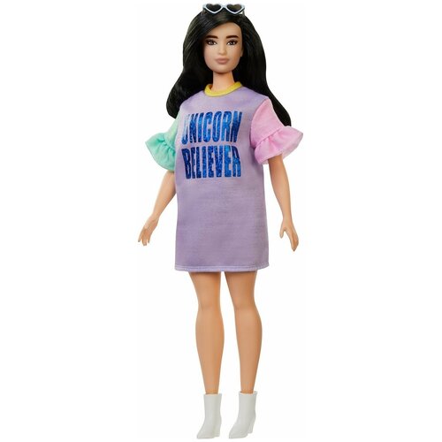 фото Кукла barbie игра с модой брюнетка в платье с принтом, fxl60