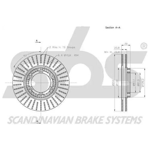 SBS 1815203051 203051V_диск тормозной передний\ Mitsubishi L200 2.0i/2.5D 96