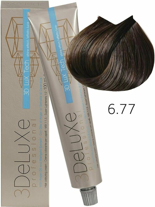 3Deluxe крем-краска для волос 3D Lux Tech, 6.77 светлый интенсивный коричневый кашемир