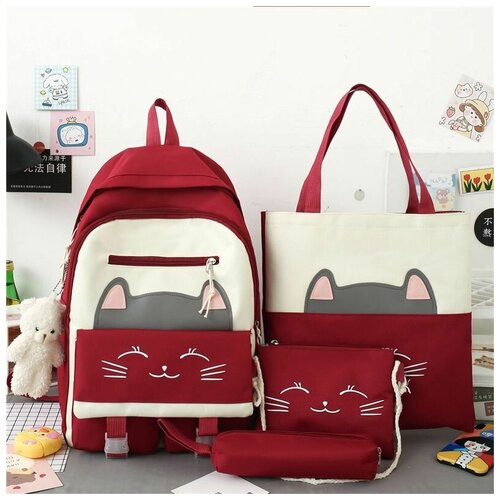 Рюкзак для девочки с комплектом (уши-кошки)