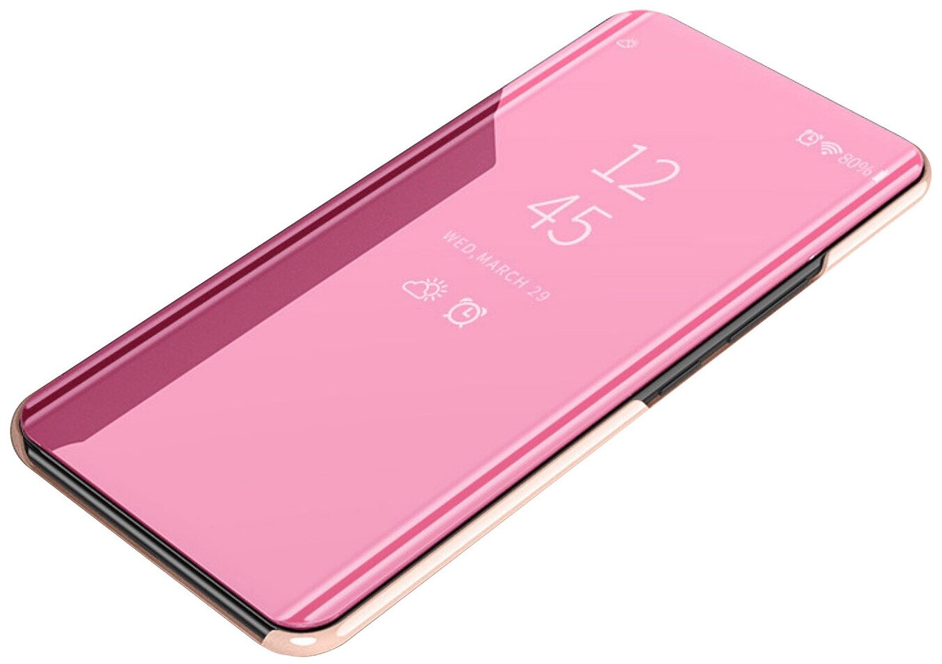 Чехол-книжка Чехол. ру для Samsung Galaxy A20e с дизайном Clear View Cover с полупрозрачной пластиковой крышкой с зеркальной поверхностью розовый