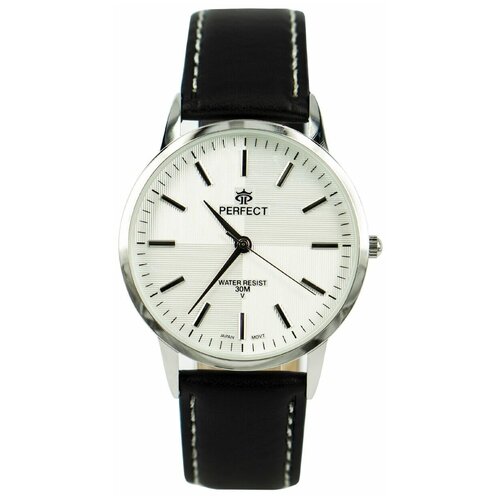фото Perfect часы кварцевые, на батарейке, мужские, на кожаном ремне, металлический браслет, японский механизм наручные w283-3-ремень