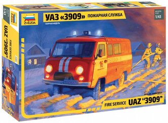 Сборная модель ZVEZDA УАЗ 3909 Пожарная служба (43001) 1:43
