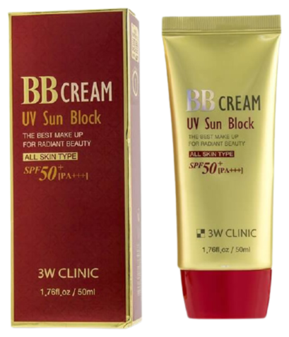 3W Clinic Крем BB для лица солнцезащитный - BB cream uv sun block, 50мл