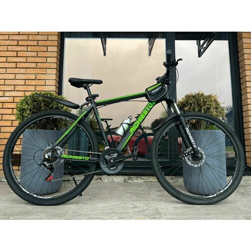 Велосипед горный Richiesto алюминиевая рама 21 Колёса 29 дюймов ВзрослыйПодростковый Спортивный черно-зеленый 2057800₽