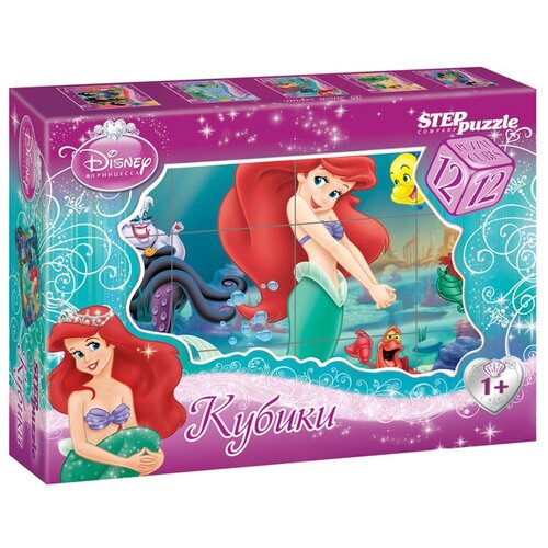 12 кубиков король лев new disney Развивающая игрушка Step puzzle Disney Русалочка 87150, 12 дет.