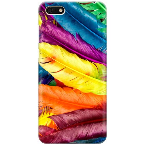 фото Re:pa накладка transparent для huawei y5 prime (2018) / y5 (2018) / honor 7a / 7s с принтом "разноцветные перья"