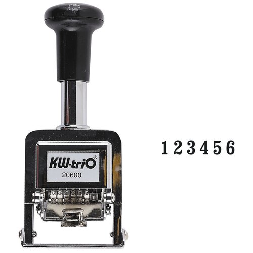 Нумератор автоматический 6-разрядный, оттиск 4,8*32 мм, цвет оттиска черный KW-trio 20600 - 1 шт.