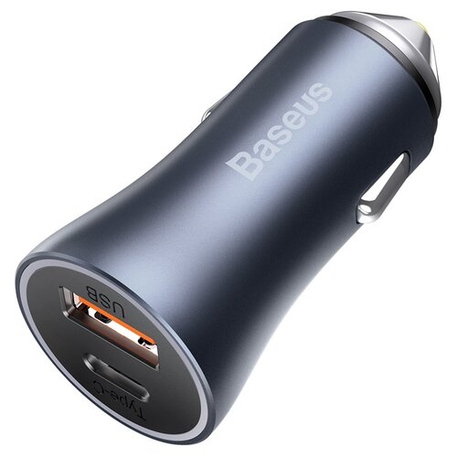 Зарядный комплект Baseus Golden Contactor Pro Dual (USB+USB-C), 40 Вт, RU, темно-серый зарядный комплект baseus golden contactor pro dual 40 вт ru синий