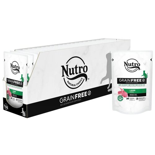 Влажный беззерновой полнорационный корм NUTRO для кошек всех пород с ягненком, 70 гр х 24 штуки в упаковке