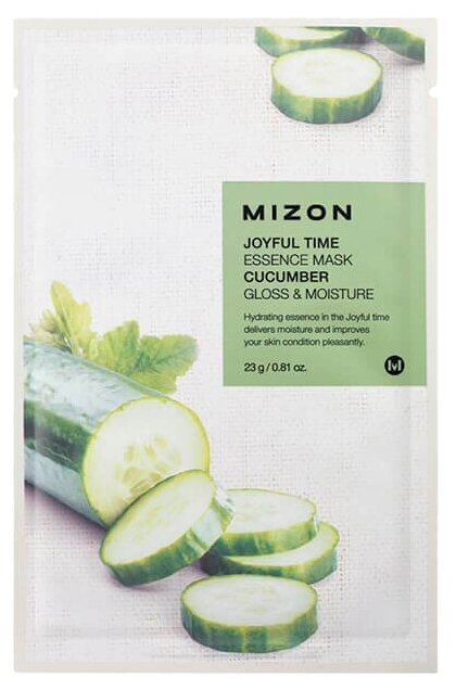 Mizon Joyful Time Essence Mask Cucumber тканевая маска с экстрактом огурца, 23 г, 23 мл