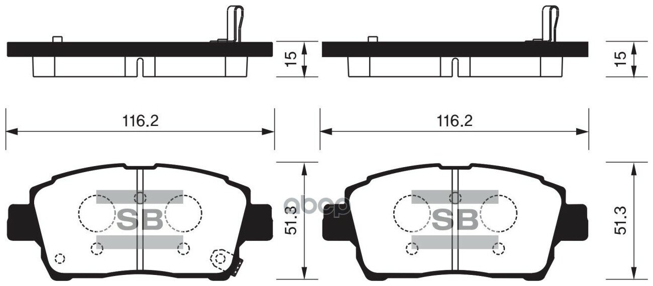 SANGSIN BRAKE SP1232 Колодки тормозные TOYOTA COROLLA/PRIUS/YARIS 1.0-1.6 99- передние