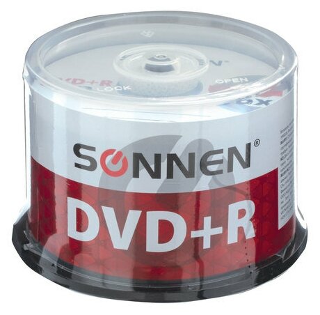 Оптический диск DVD+R Sonnen 4.7Gb, 16x, cake box, 50шт. (512577)