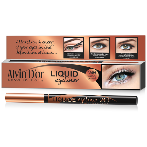 Alvin D'or Лайнер для глаз Liquid eyeliner  P-17 24h waterproof, оттенок black