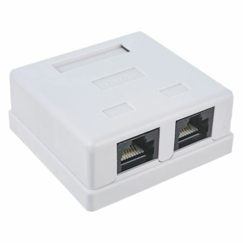 Розетка Hyperline (SB1-2-8P8C-C5E-WH)RJ45 2 кат.5E UTP бел. (упак:1шт)