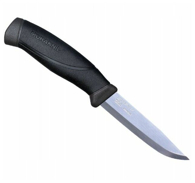 Нож Morakniv Companion Anthracite, нержавеющая сталь,прорезиненная рукоять с черными накладкам