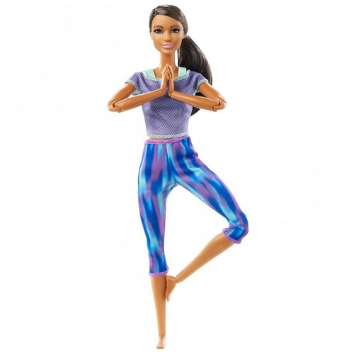 Куклы и пупсы: Кукла Барби Йога Брюнетка в синем топе - Безграничные Движения, Mattel