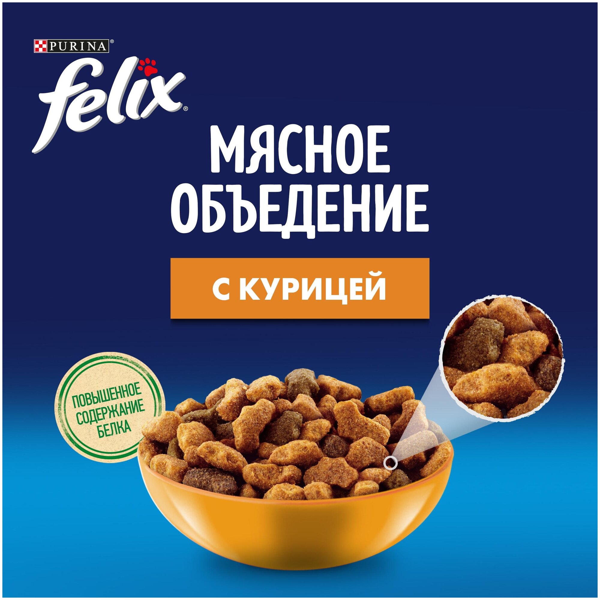 Сухой корм Felix® Мясное объедение для взрослых кошек, с курицей, Пакет, 600 г - фотография № 13